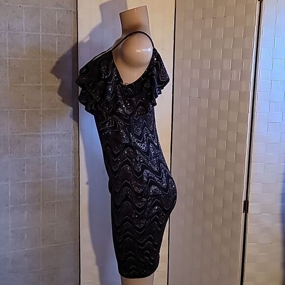 BRAND NEW BLASHE SEQUIINS L MINI V-NECK DRESS - Picture 9 of 13